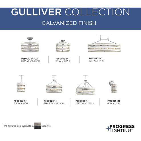 Gulliver 4 Light 39 inch Galvanized Linear Chandelier Ceiling Light